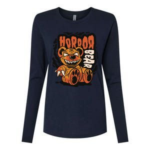 Horror Teddy Bear Womens Cotton Relaxed Long Sleeve T-Shirt