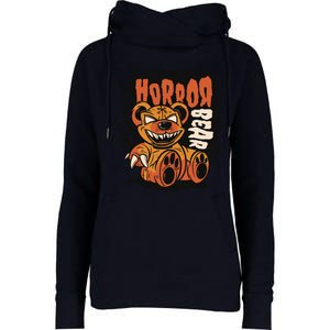 Horror Teddy Bear Womens Funnel Neck Pullover Hood