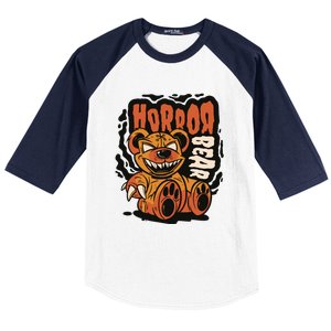 Horror Teddy Bear Baseball Sleeve Shirt