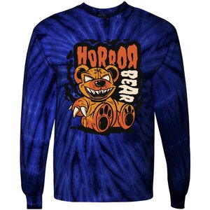 Horror Teddy Bear Tie-Dye Long Sleeve Shirt