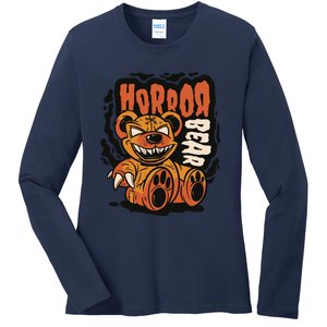 Horror Teddy Bear Ladies Long Sleeve Shirt