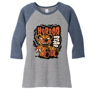 Horror Teddy Bear Women's Tri-Blend 3/4-Sleeve Raglan Shirt