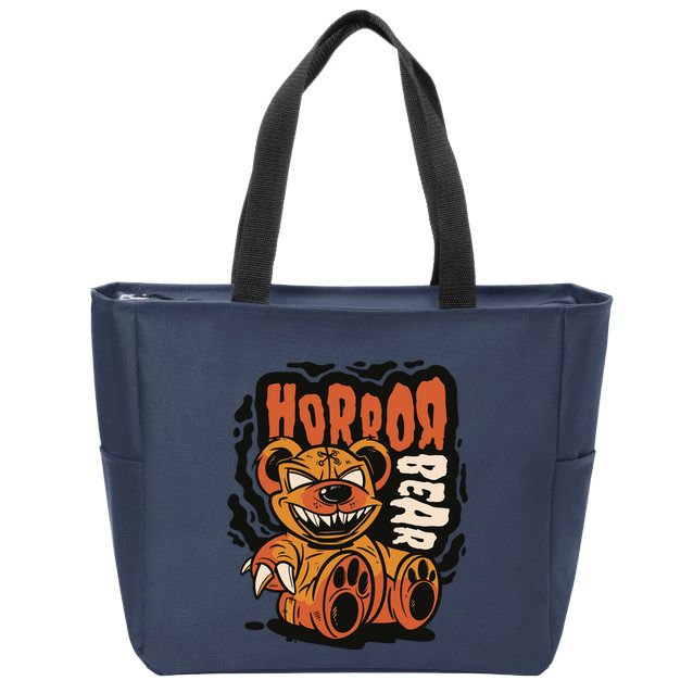 Horror Teddy Bear Zip Tote Bag