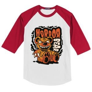 Horror Teddy Bear Kids Colorblock Raglan Jersey