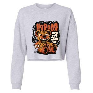 Horror Teddy Bear Cropped Pullover Crew