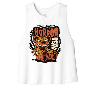 Horror Teddy Bear Women's Racerback Cropped Tank