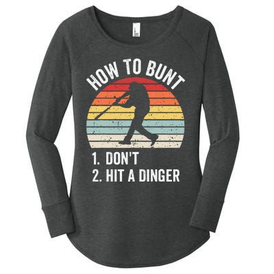 How To Bunt Don't Hit A Dinger Baseball Sports Women's Perfect Tri Tunic Long Sleeve Shirt