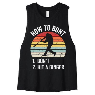 How To Bunt Don't Hit A Dinger Baseball Sports Women's Racerback Cropped Tank