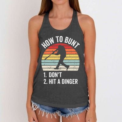 How To Bunt Don't Hit A Dinger Baseball Sports Women's Knotted Racerback Tank