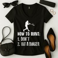 How to bunt don't hit a dinger for a Baseball Women's V-Neck T-Shirt