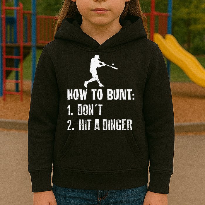 How to bunt don't hit a dinger for a Baseball Kids Hoodie