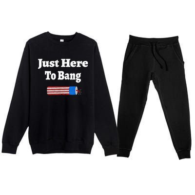 Here To Bang 4th Of July Independence Day Fireworks Premium Crewneck Sweatsuit Set