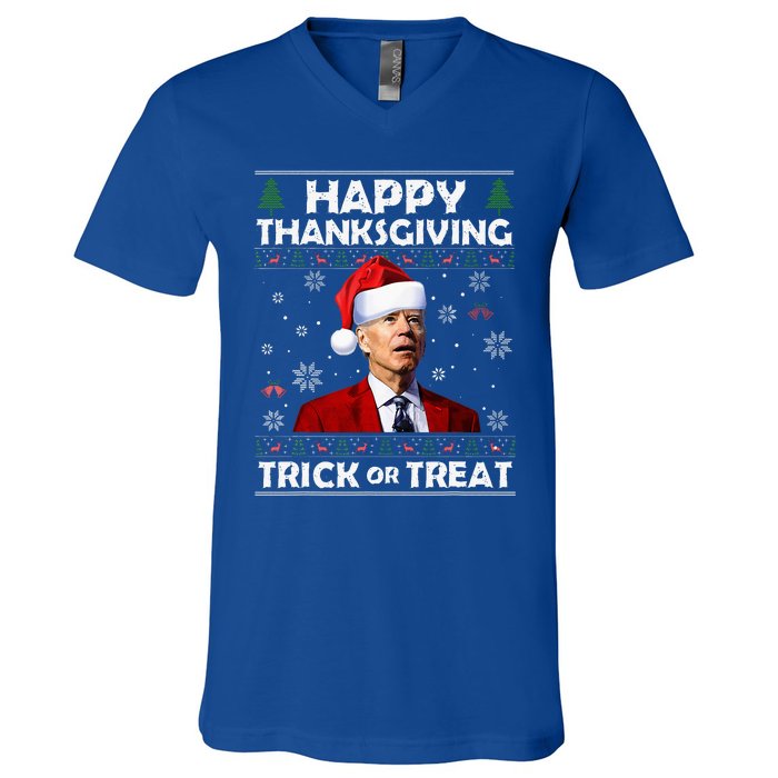 Happy Thanksgiving Biden Ugly Christmas Sweaters  V-Neck T-Shirt