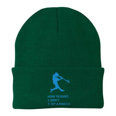 How To Bunt Don't Hit A Dinger Funny Baseball Sarcasm Player Knit Cap Winter Beanie