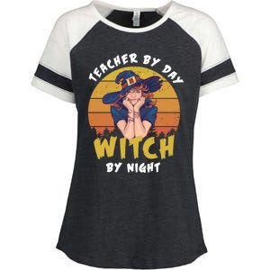 Halloween Teacher By Day Witch By Night Teacher Witch Meaningful Gift Enza Ladies Jersey Colorblock Tee