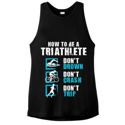 How To Be A Triathlete Triathlon Swimming Running Cycling Ladies PosiCharge Tri-Blend Wicking Tank