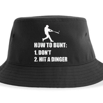 How To Bunt Dont Hit A Dinger Funny Baseball Sustainable Bucket Hat