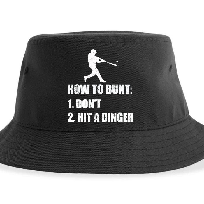 How To Bunt Dont Hit A Dinger Funny Baseball Sustainable Bucket Hat