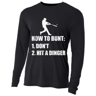 How To Bunt Dont Hit A Dinger Funny Baseball Cooling Performance Long Sleeve Crew