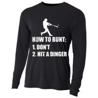 How To Bunt Dont Hit A Dinger Funny Baseball Cooling Performance Long Sleeve Crew