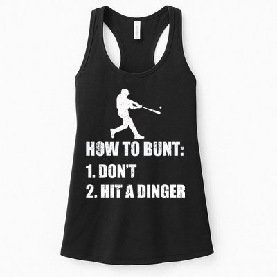 How To Bunt Dont Hit A Dinger Funny Baseball Womens Tank Top