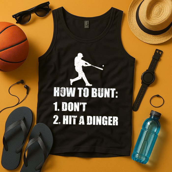 How To Bunt Dont Hit A Dinger Funny Baseball Tank Top