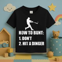 How To Bunt Dont Hit A Dinger Funny Baseball Toddler T-Shirt