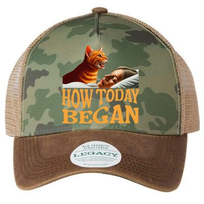 How Today Began Cat Woke Me Early Again Cat Alarm Legacy Tie Dye Trucker Hat