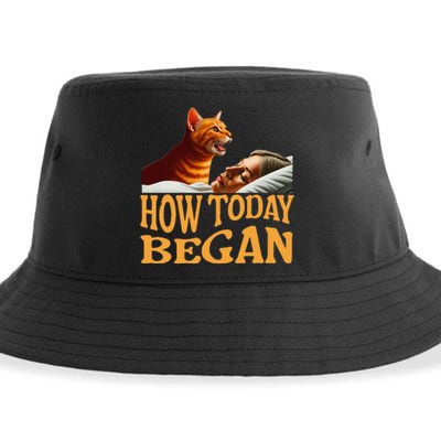 How Today Began Cat Woke Me Early Again Cat Alarm Sustainable Bucket Hat