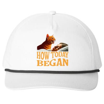 How Today Began Cat Woke Me Early Again Cat Alarm Snapback Five-Panel Rope Hat