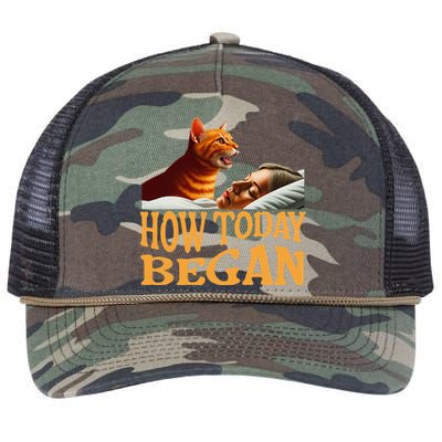 How Today Began Cat Woke Me Early Again Cat Alarm Retro Rope Trucker Hat Cap