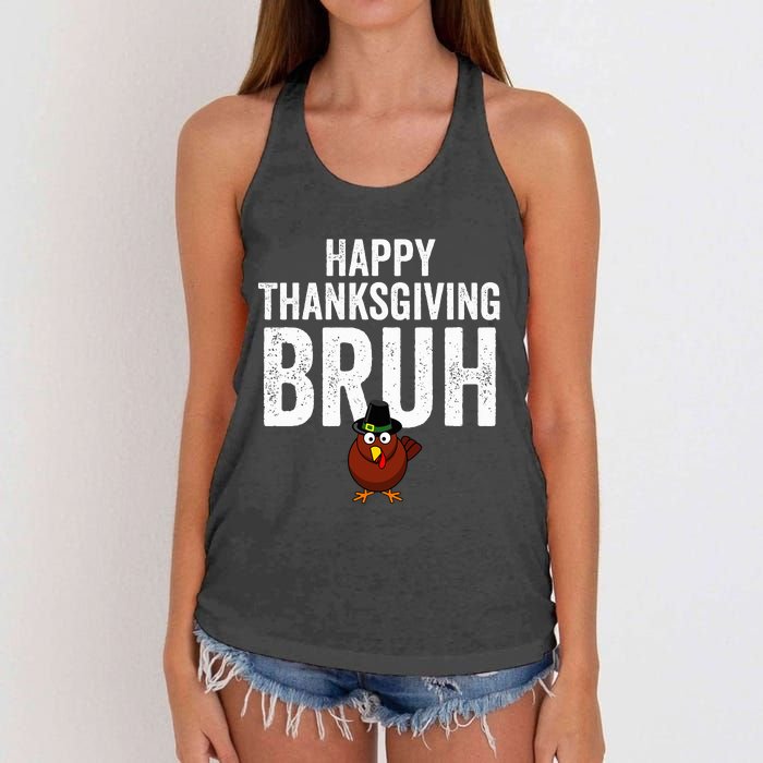 Happy Thanksgiving Bruh Funny Turkey Bruh Women's Knotted Racerback Tank