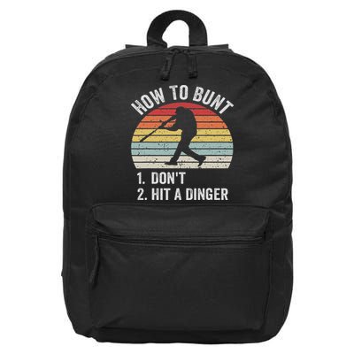 How To Bunt Don't Hit A Dinger Funny Baseball Player 16 in Basic Backpack