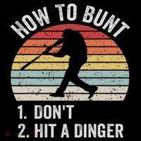 How To Bunt Don't Hit A Dinger Funny Baseball Player Women's V-Neck T-Shirt