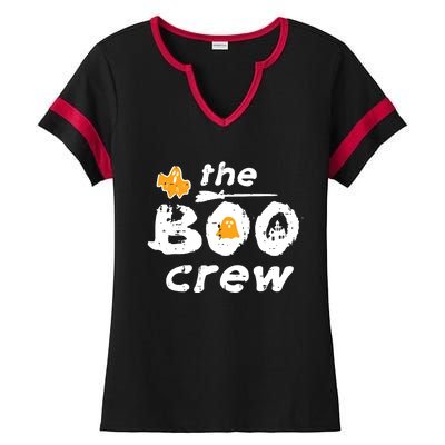 Halloween The Boo Crew Matching Costume Squad Women Ladies Halftime Notch Neck Tee