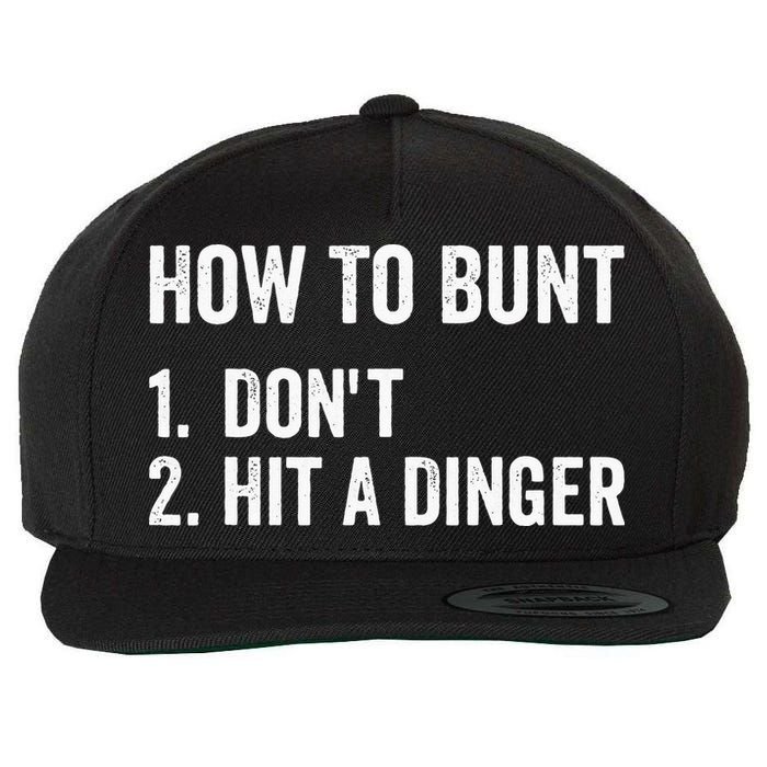 How To Bunt Dont Hit A Dinger Funny Baseball Softball Wool Snapback Cap