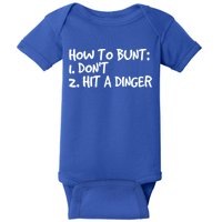 How To Bunt Don't Hit Dinger Gift Funny Baseball Gift Idea Baby Bodysuit
