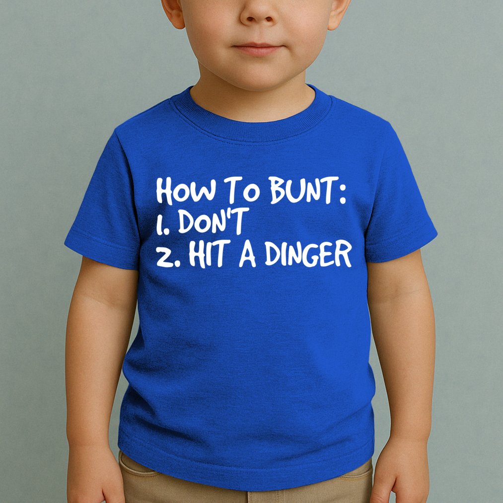 How To Bunt Don't Hit Dinger Gift Funny Baseball Gift Idea Toddler T-Shirt