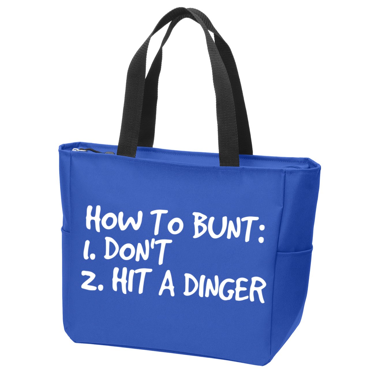 How To Bunt Don't Hit Dinger Gift Funny Baseball Gift Idea Zip Tote Bag