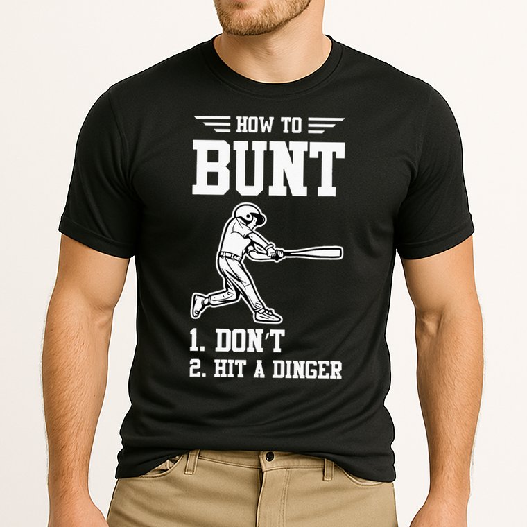 How To Bunt Batter Baseball Men Catcher Pitcher Cooling Performance Crew T-Shirt