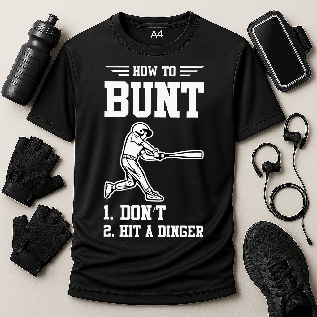 How To Bunt Batter Baseball Men Catcher Pitcher Cooling Performance Crew T-Shirt