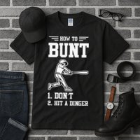 How To Bunt Batter Baseball Men Catcher Pitcher Tall T-Shirt