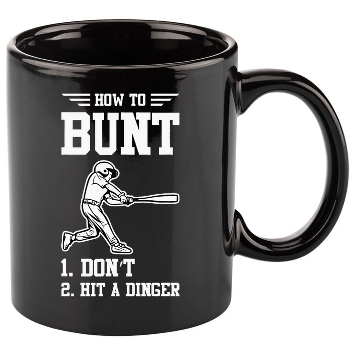 How To Bunt Batter Baseball Men Catcher Pitcher 11oz C Handle Ceramic Mug