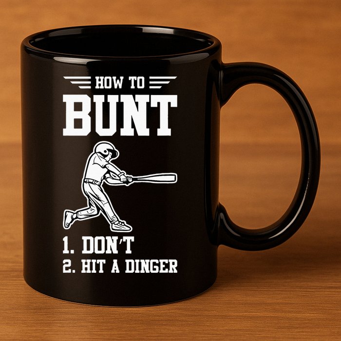 How To Bunt Batter Baseball Men Catcher Pitcher 11oz C Handle Ceramic Mug
