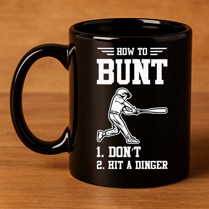 How To Bunt Batter Baseball Men Catcher Pitcher 11oz C Handle Ceramic Mug