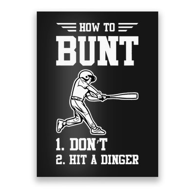 How To Bunt Batter Baseball Men Catcher Pitcher Poster