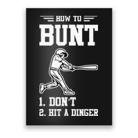 How To Bunt Batter Baseball Men Catcher Pitcher Poster
