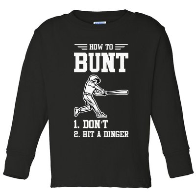 How To Bunt Batter Baseball Men Catcher Pitcher Toddler Long Sleeve Shirt