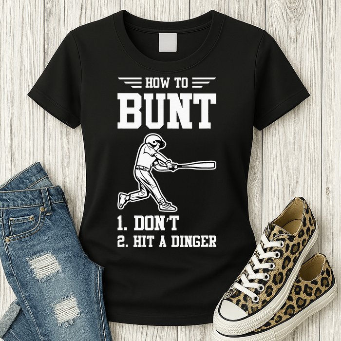 How To Bunt Batter Baseball Men Catcher Pitcher Womens T-Shirt