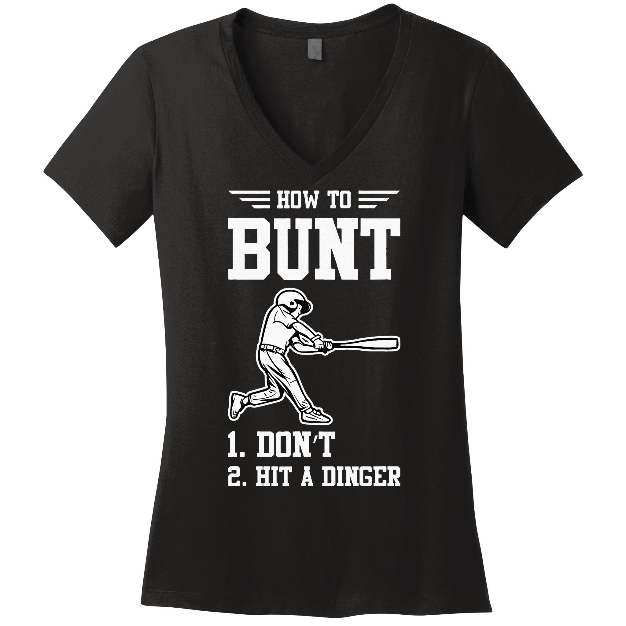 How To Bunt Batter Baseball Men Catcher Pitcher Women's V-Neck T-Shirt